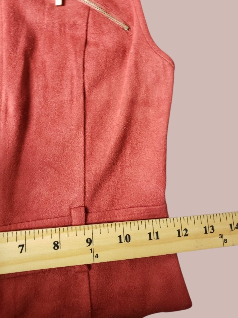 Privy Womens Sleeveless Suede Zip-Up Vest Dress W/Pockets Red Rust Small - Picture 8 of 12